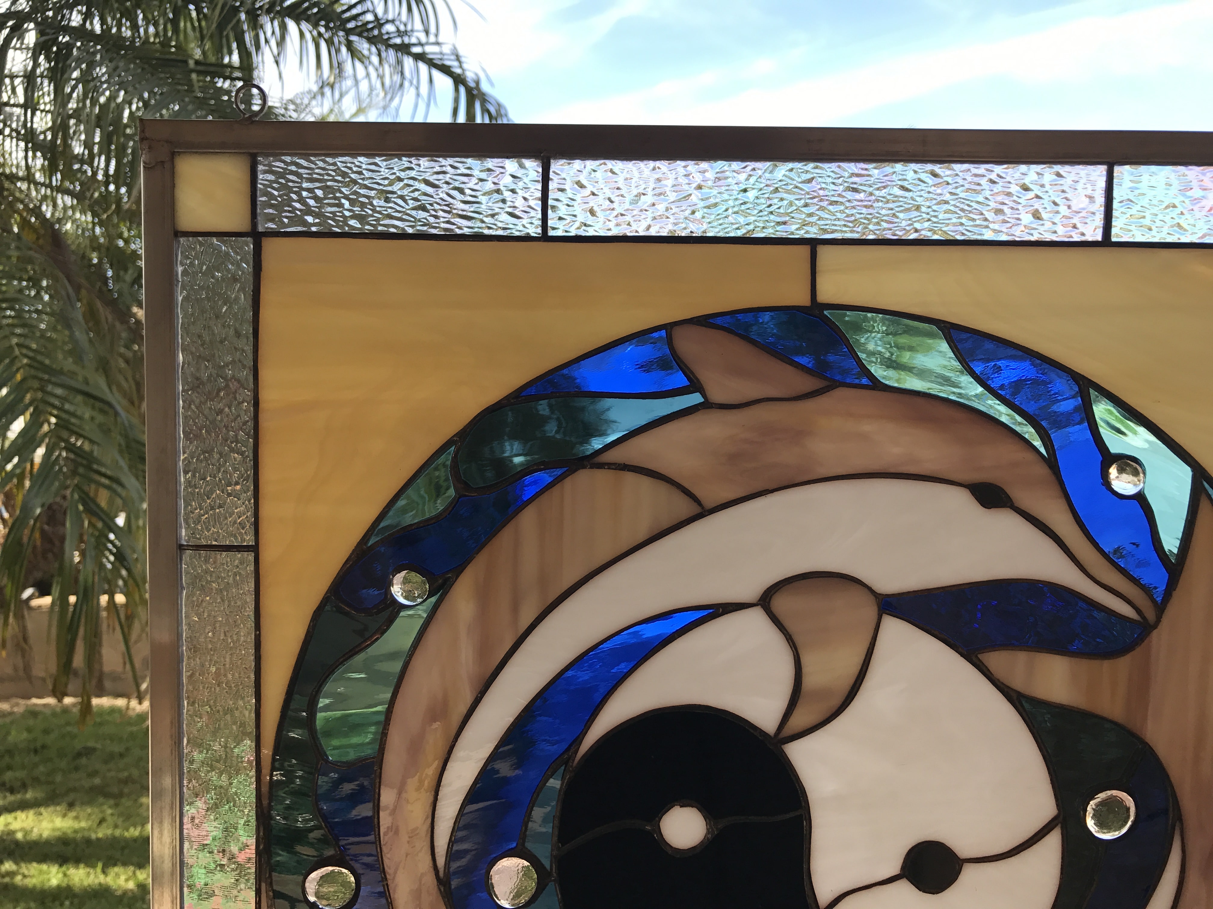 Ying Yang And Dolphins Leaded Stained Glass Window Panel Also Available Insulated And Pre