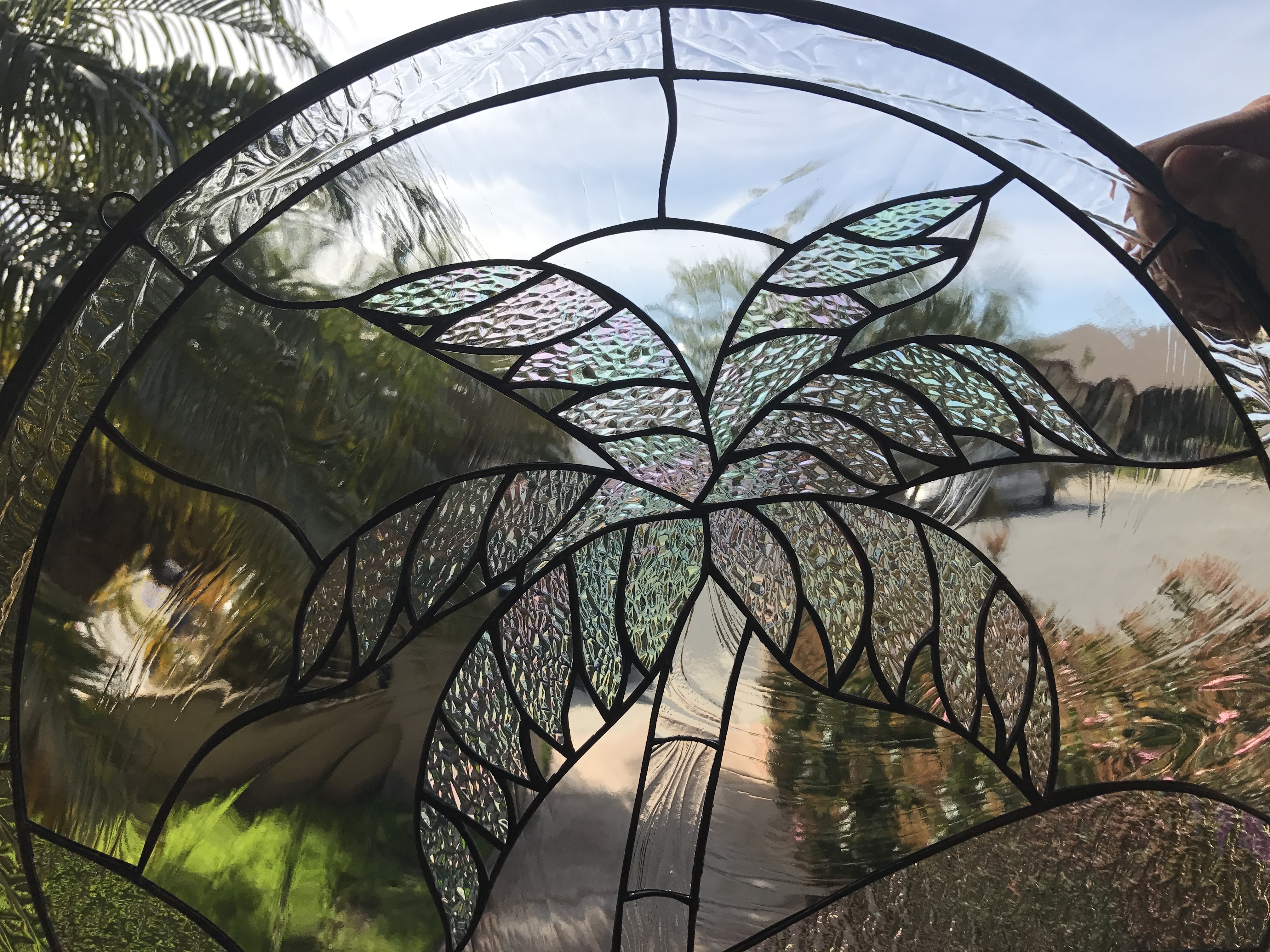 Palm Tree Bliss Leaded Stained Glass Window PaneSl (Also available