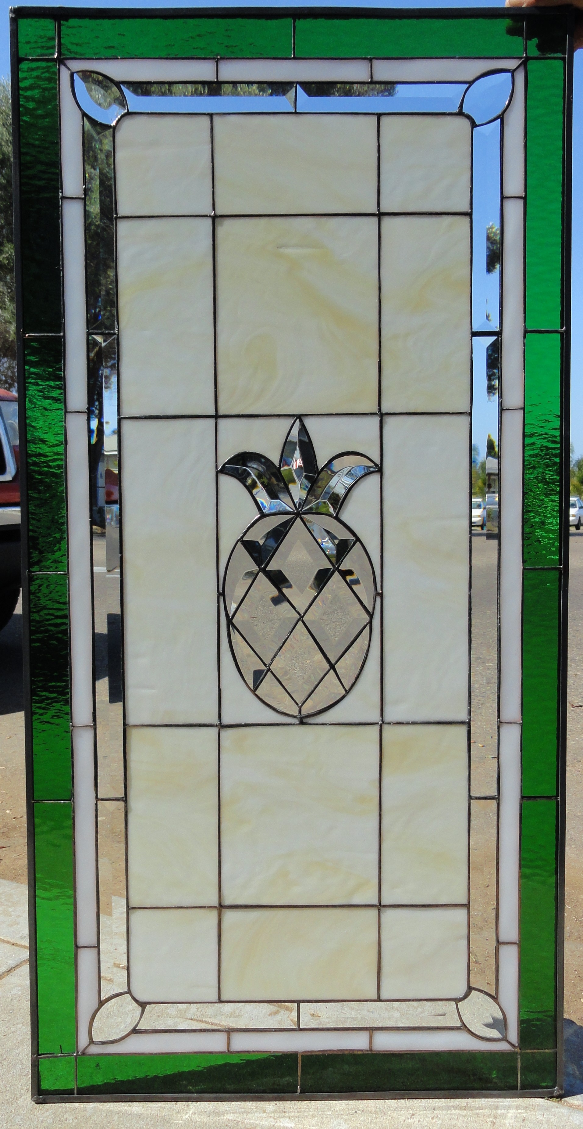 glass stained pineapple window panel insulated frame pre vinyl installed classic beveled stainedglasswindows