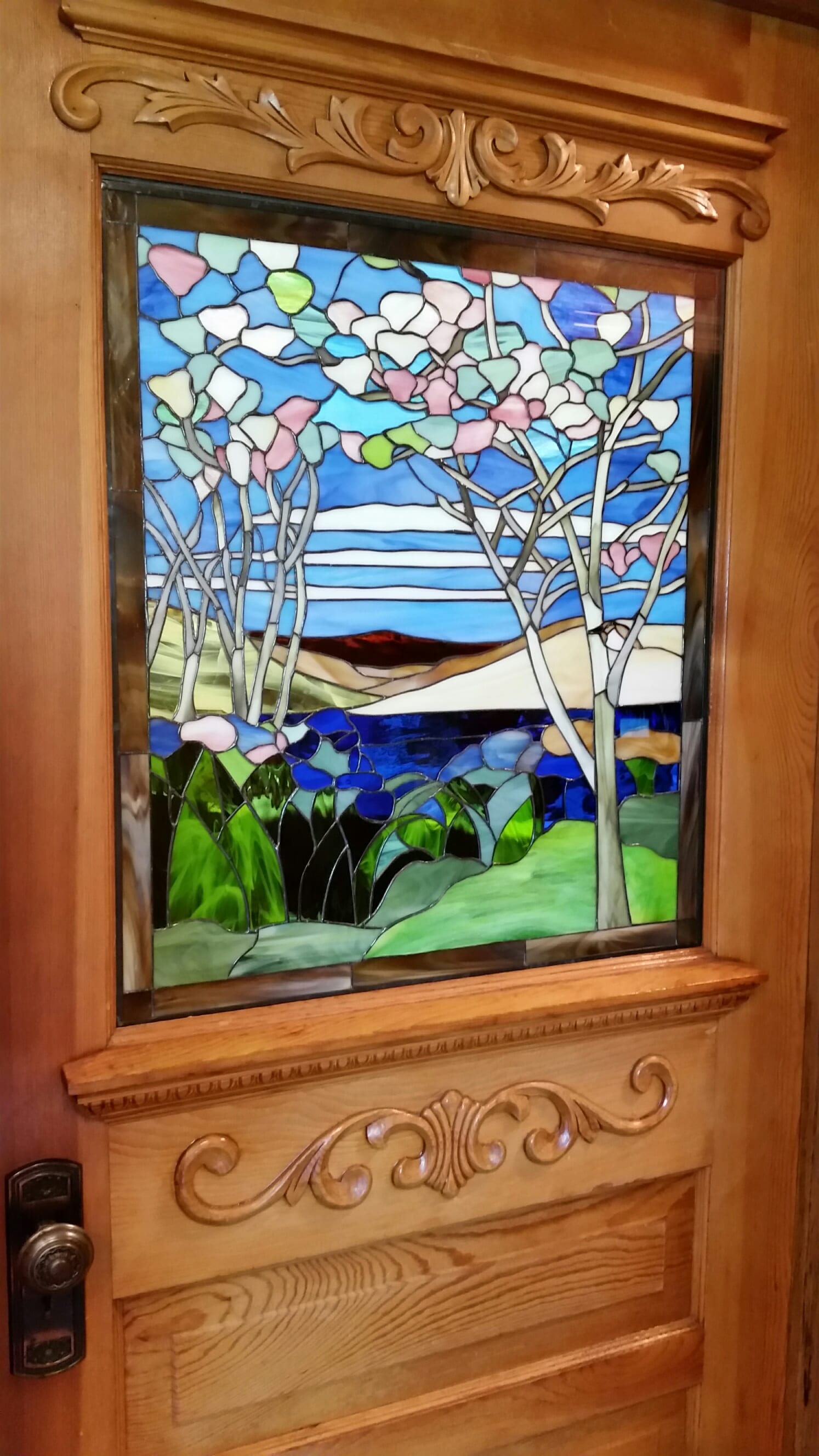 Lovely! Tiffany "Tree of Life" Stained Glass Door Insert