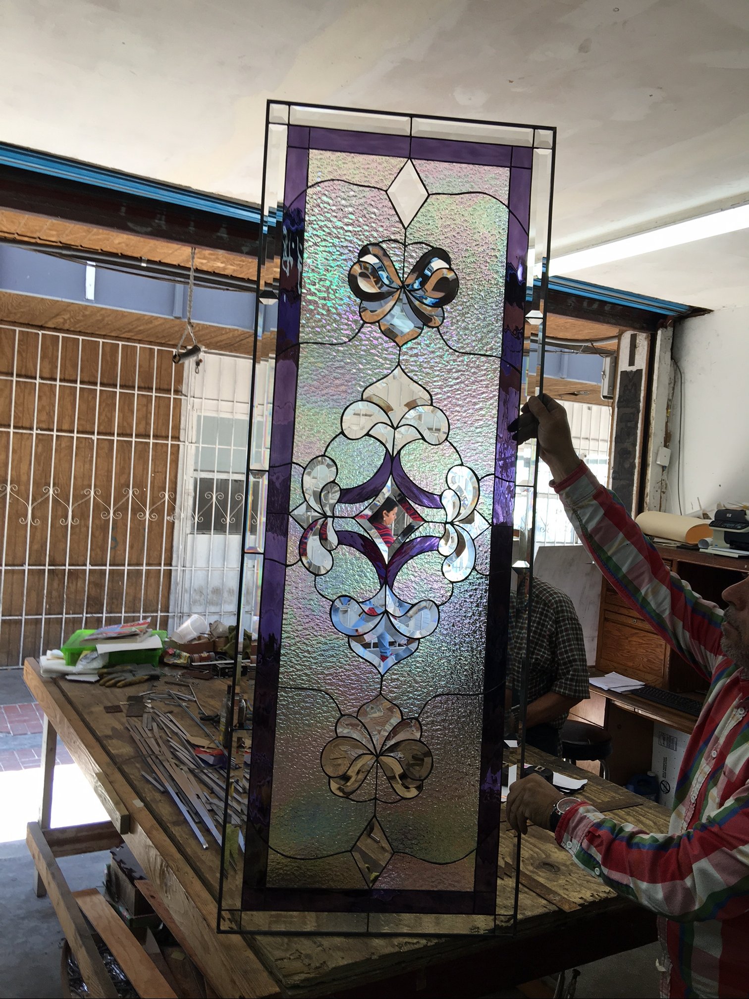 Exquisite! The "Imperial" Beveled Cluster Stained Glass Leaded Window