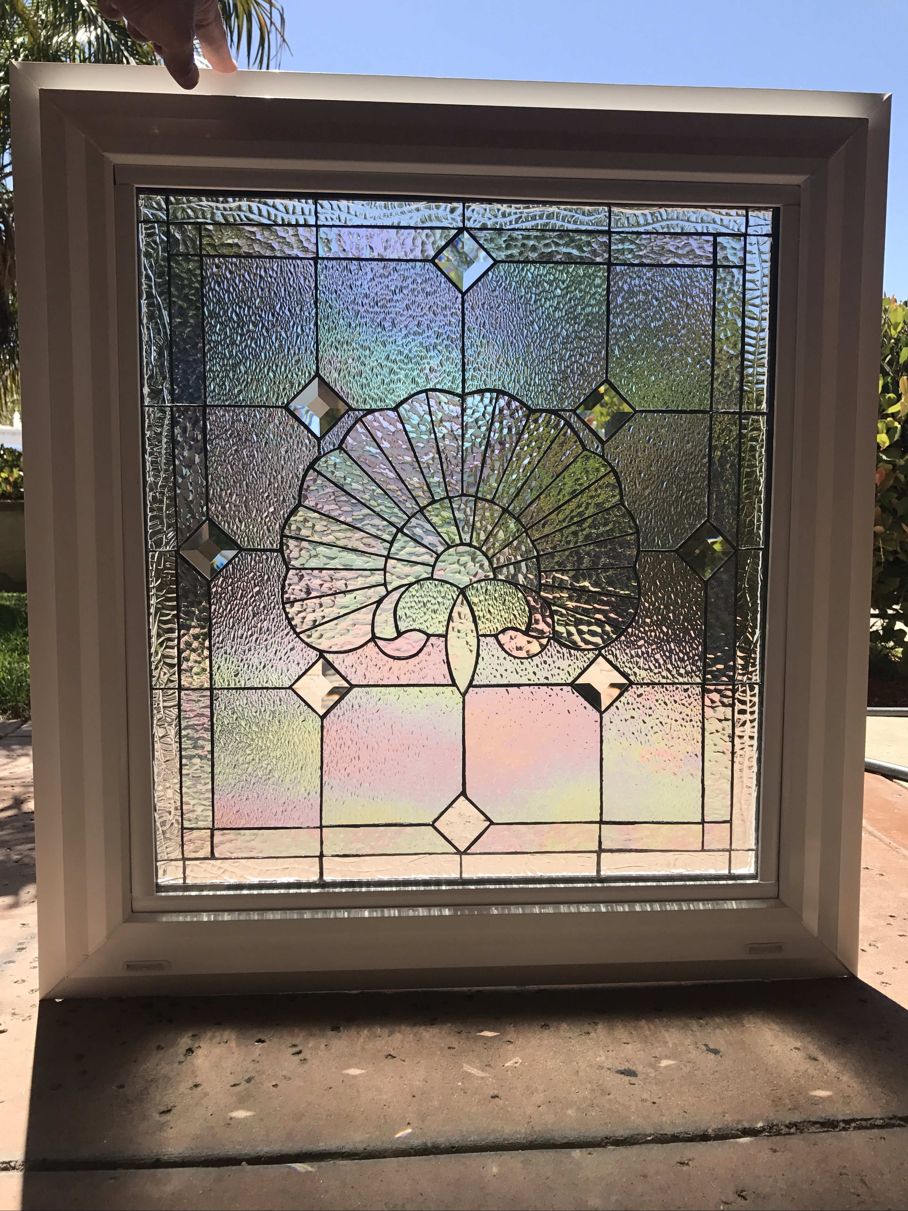 Vinyl Framed and Tempered Glass Insulated!! Iridescent Scallop Seashell