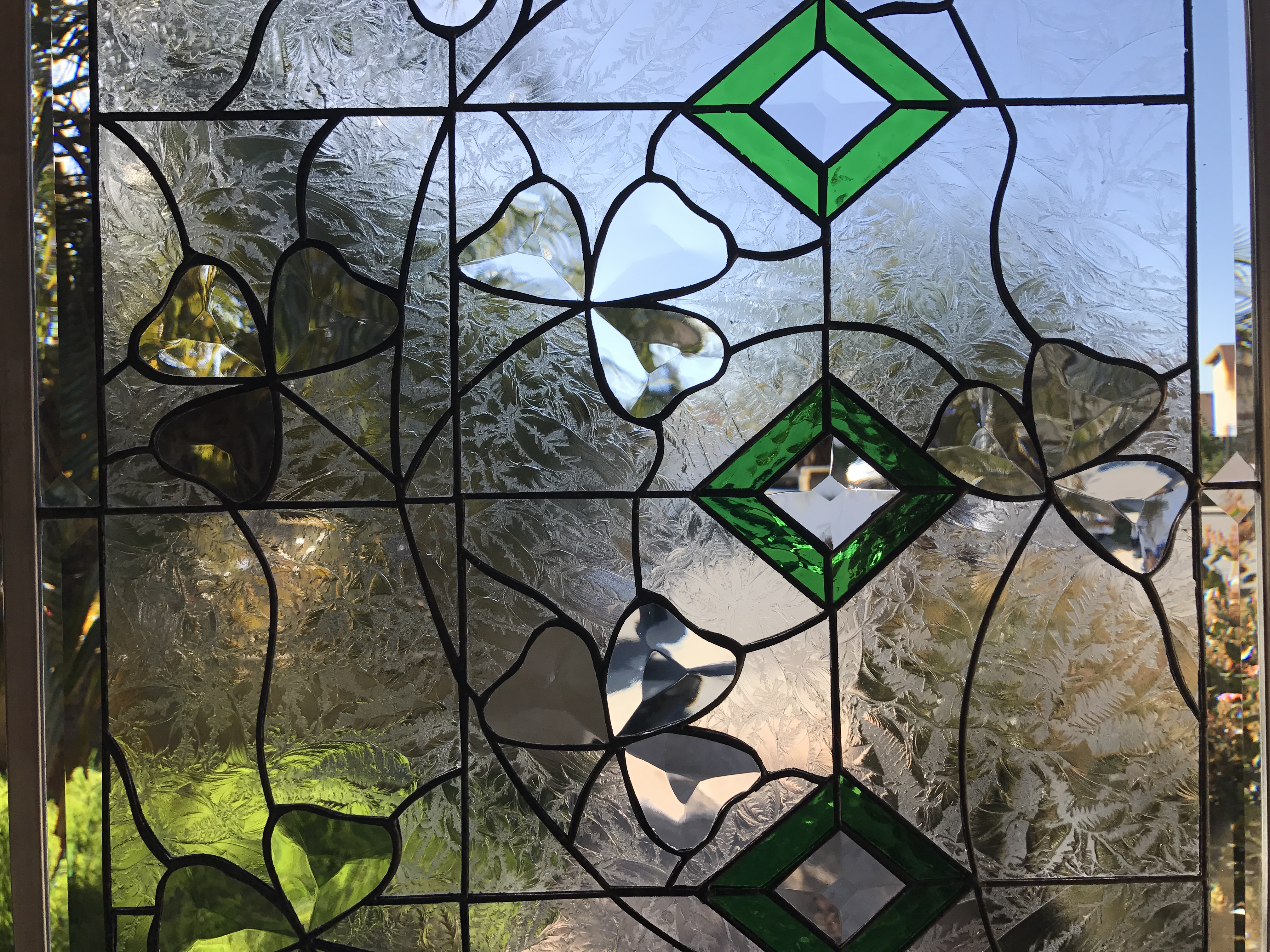 Beveled Shamrocks Leaded Stained Glass Window Panel ...