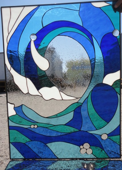 Incredible Cresting Ocean Wave Stained Glass Window Panel (Also ...