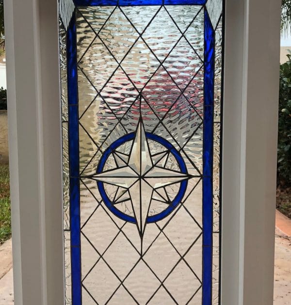 Compass Rose Beveled Leaded Stained Glass Window (Insulated In Tempered ...