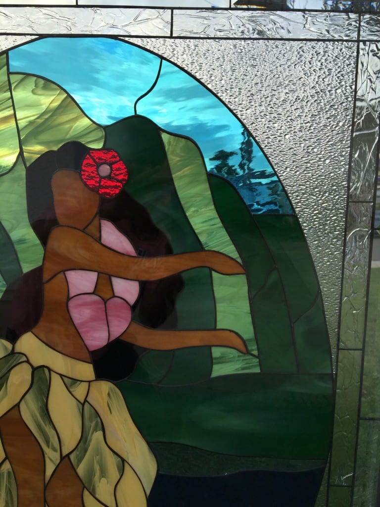 Hawaiian Hula Dancer Leaded Stained Glass Panel, Insulated Between ...