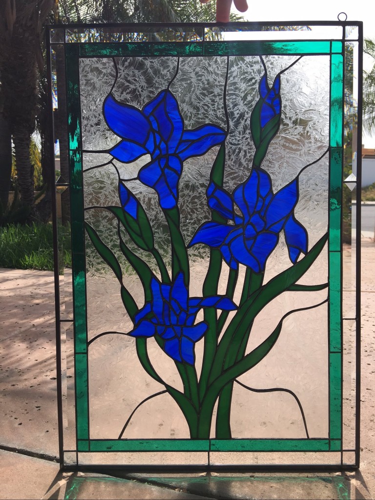 Elegant Iris Leaded Stained Glass Window Panel (Also available ...