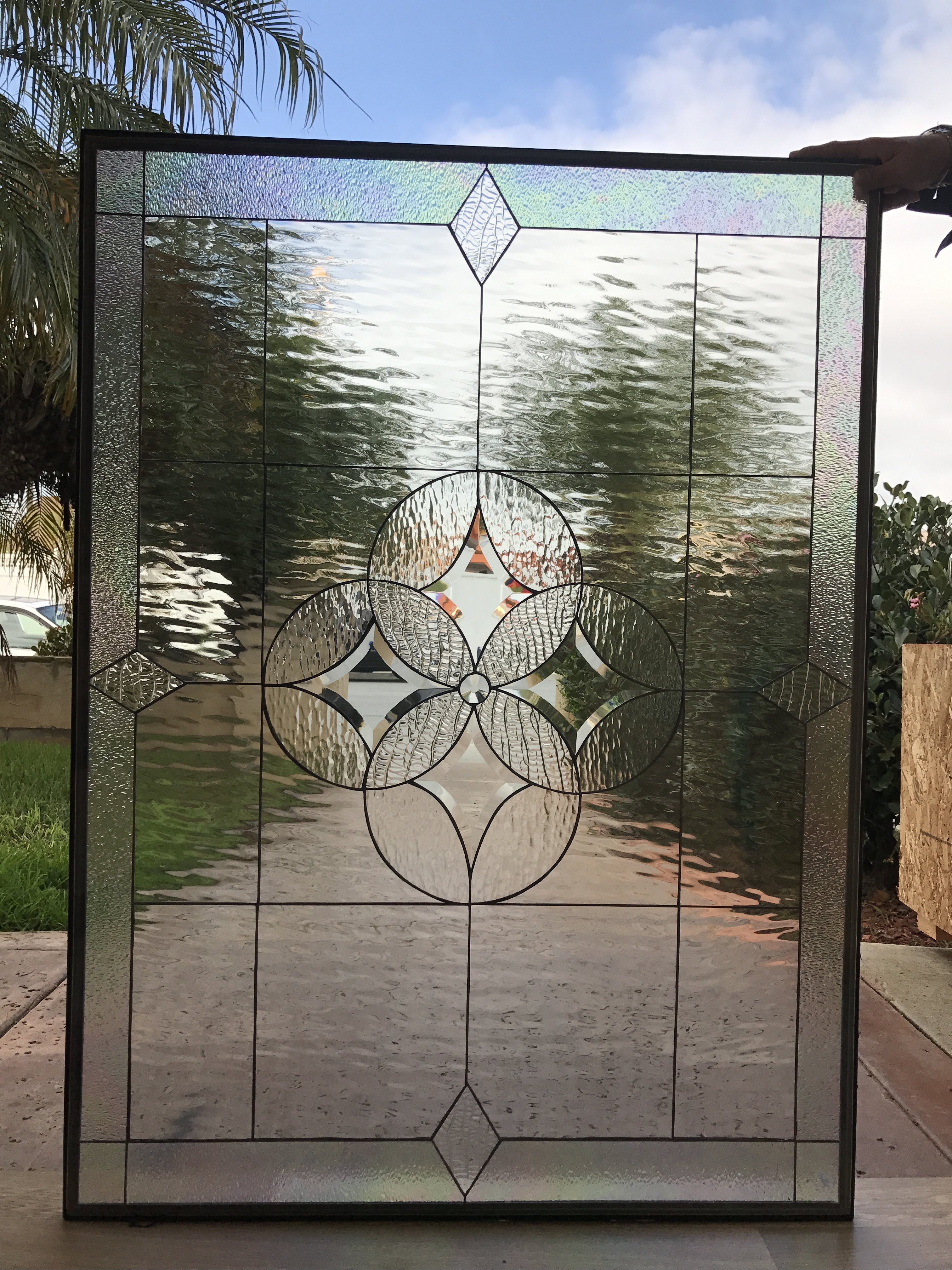 The Elegant" Hermosa" Leaded Stained And Beveled Glass Window Panel