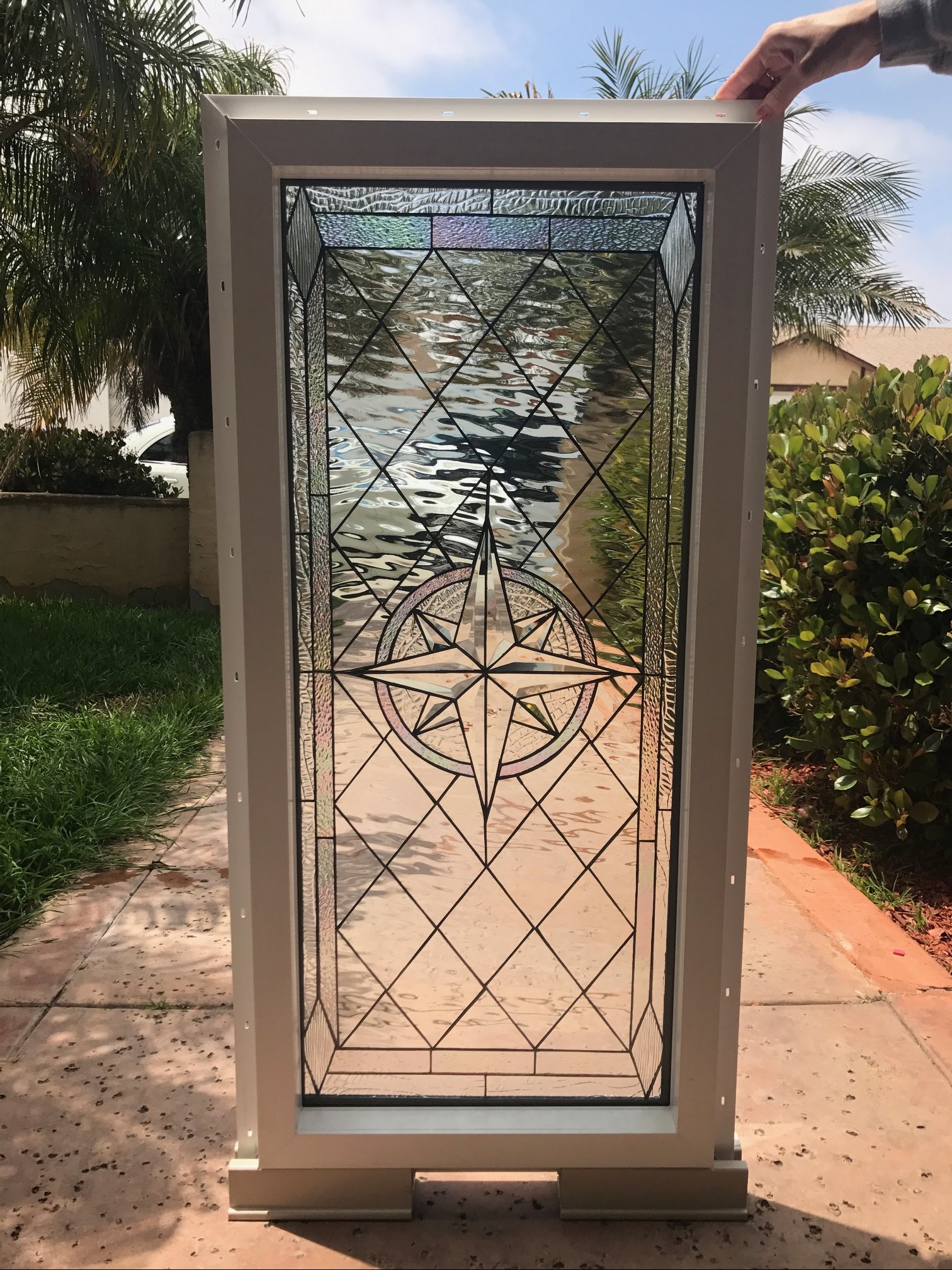Vinyl Framed and Insulated!! The "Maywood” Leaded Stained Glass