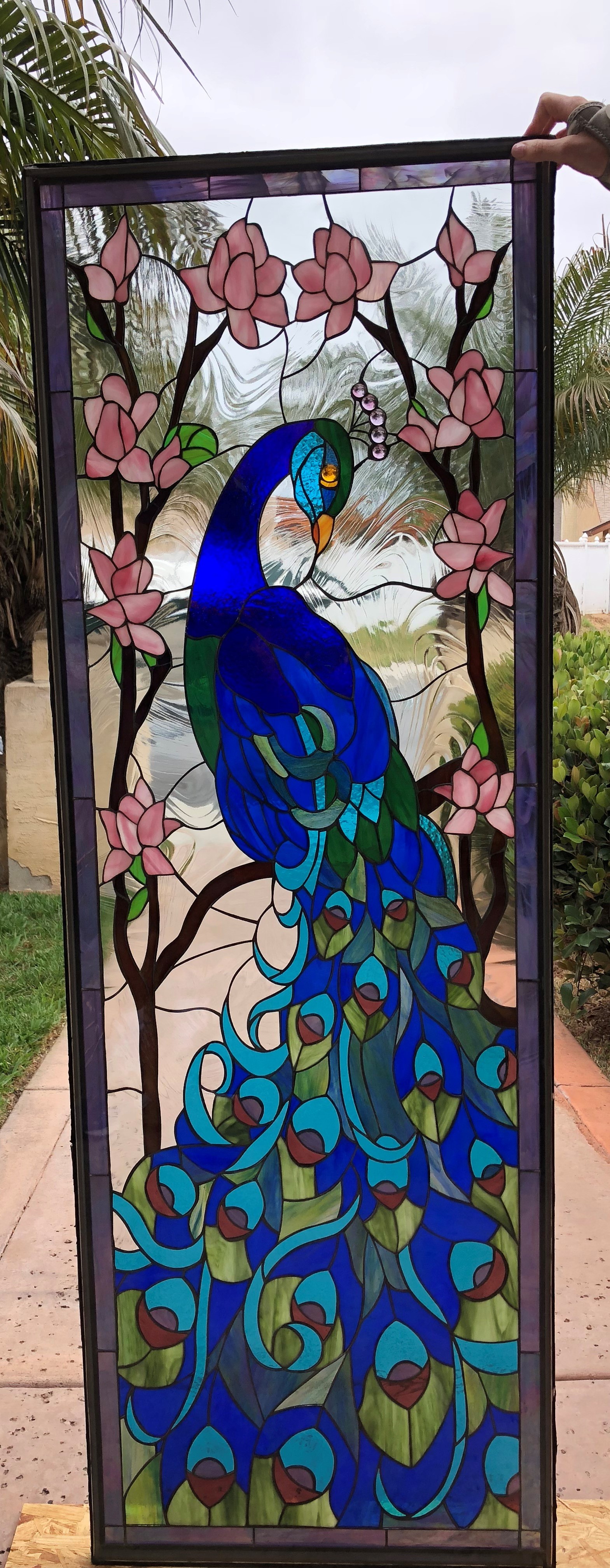 Wow Colorful Peacock Stained Glass Window Panel StainedGlassWindows