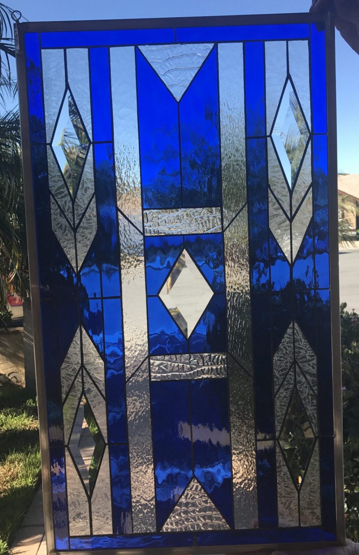 The Sonoma Beveled Diamond Leaded Stained Glass Window