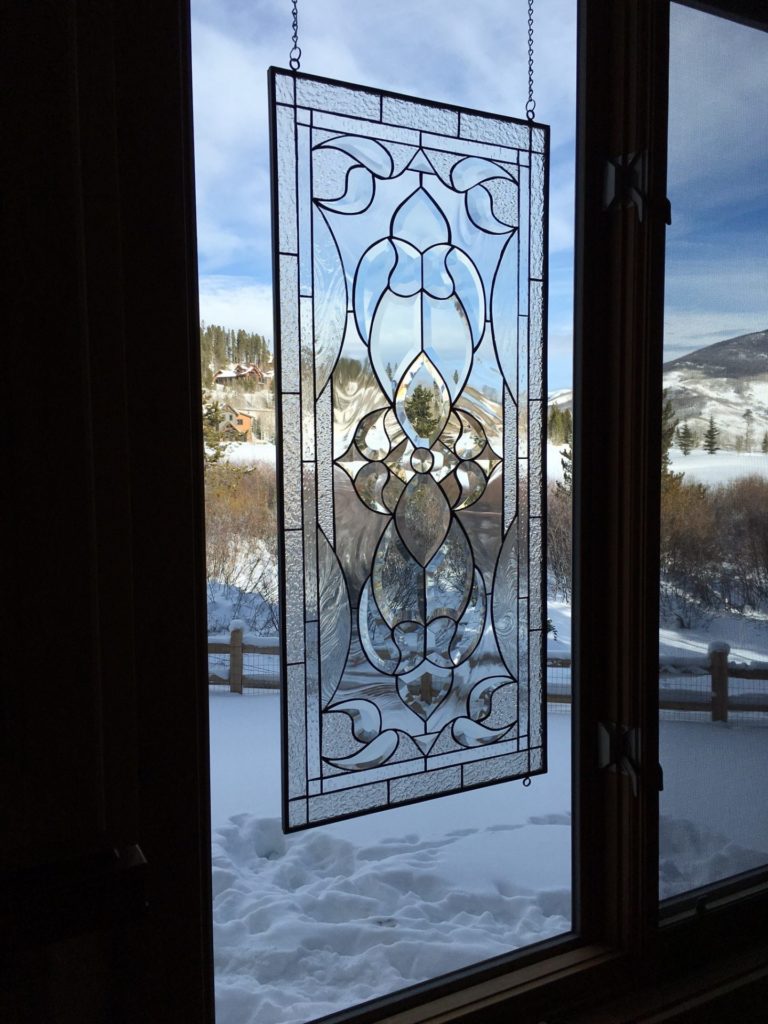 Clear Beveled & Textured Glass Leaded Stained Glass Window