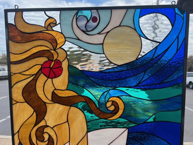 The Beauty The Beach Leaded Stained Glass Window Panel