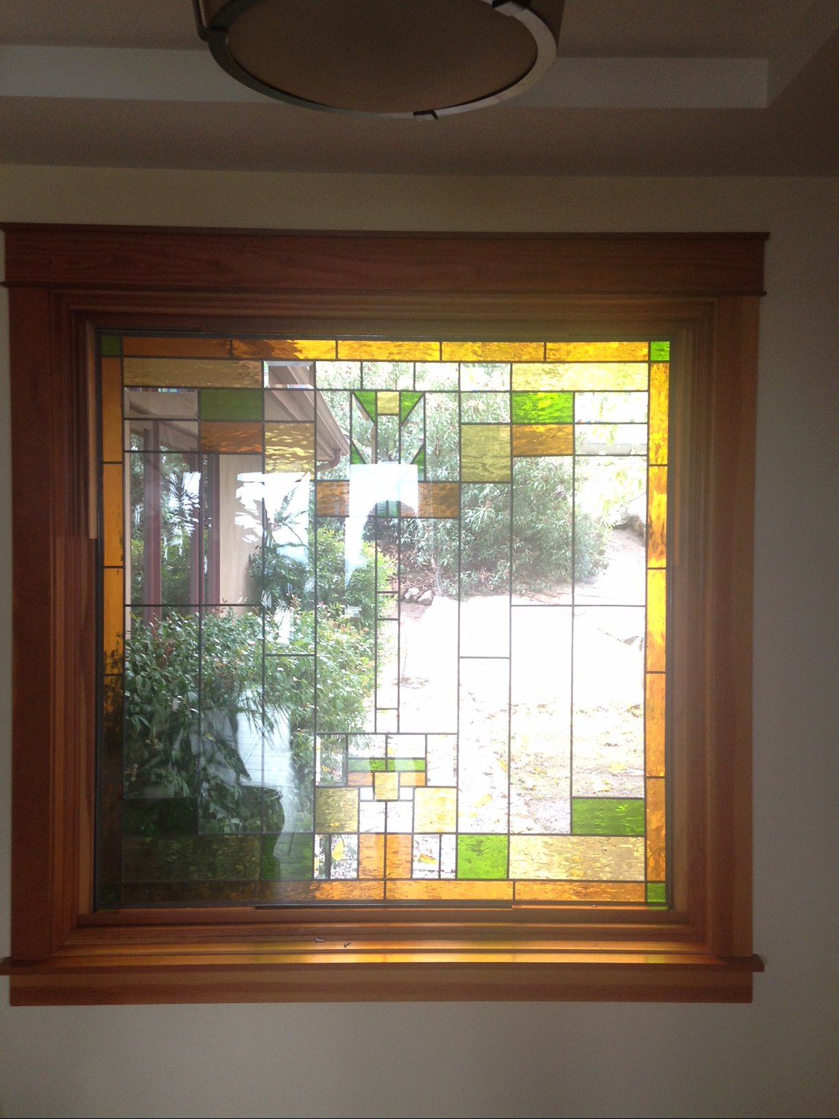 Huge Mission Craftsman Style Insulated Stained Glass Window