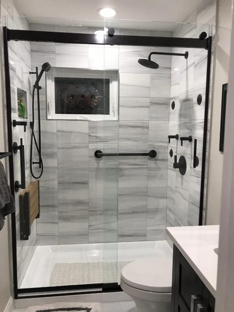 Beveled Glass Window Installed In Shower Area