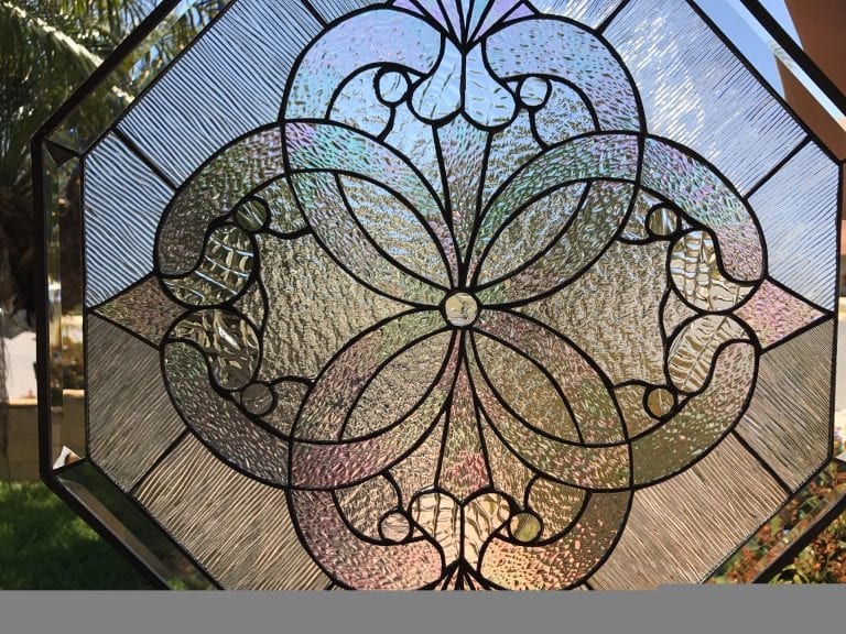 Octagon “Windsor” Beautiful Clear Textured Leaded Stained Glass Window