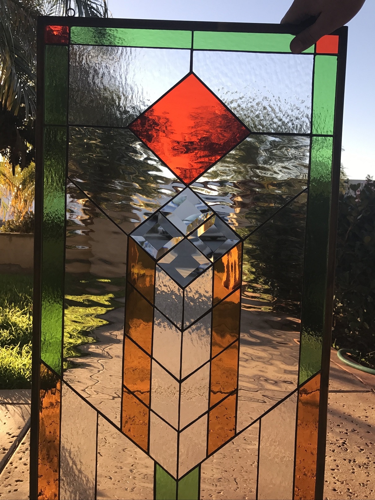 The Lovely Denton Prairie Mission Craftsman Stained Beveled Leaded Glass Window
