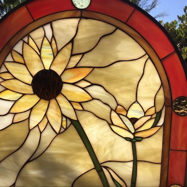 Sunflower Stained Glass Windows, Panels And Hangings