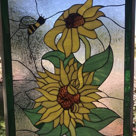 Sunflower Stained Glass Windows, Panels And Hangings