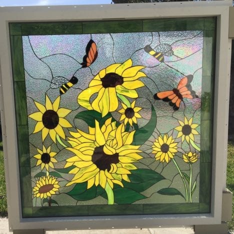 Sunflower Stained Glass Windows, Panels And Hangings