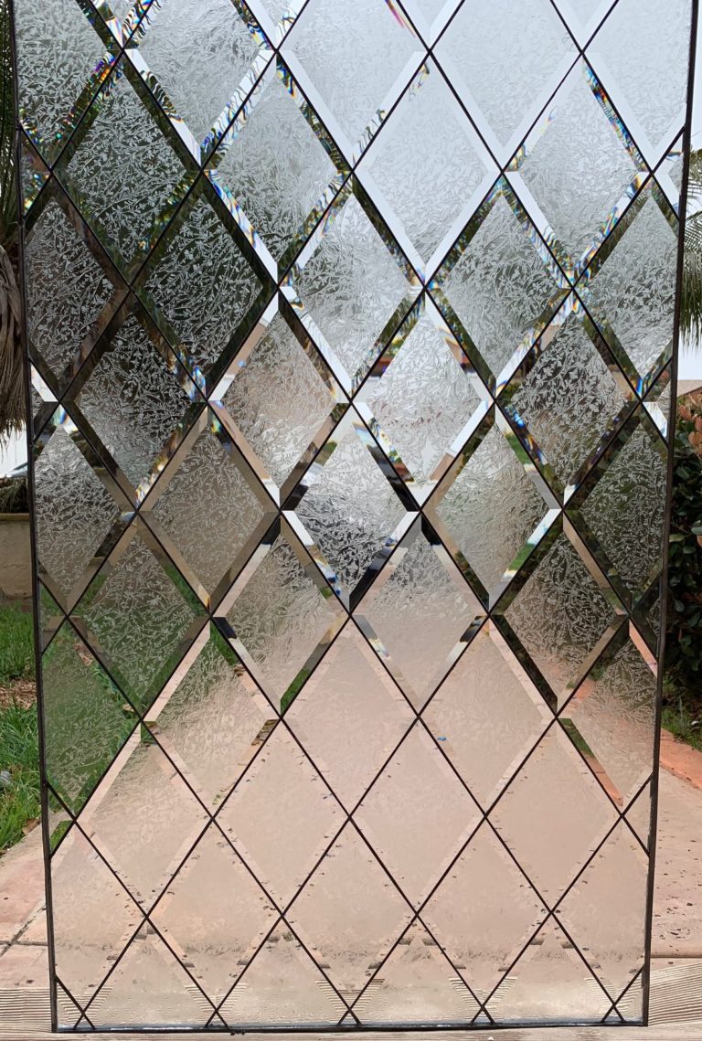 Classic! Frosted Privacy Beveled Glue Chip Diamond Stained Glass Window ...