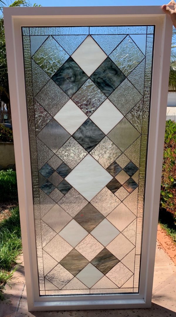 Classy! The "Sugarloaf #2" Clear Textured & Beveled Stained Glass