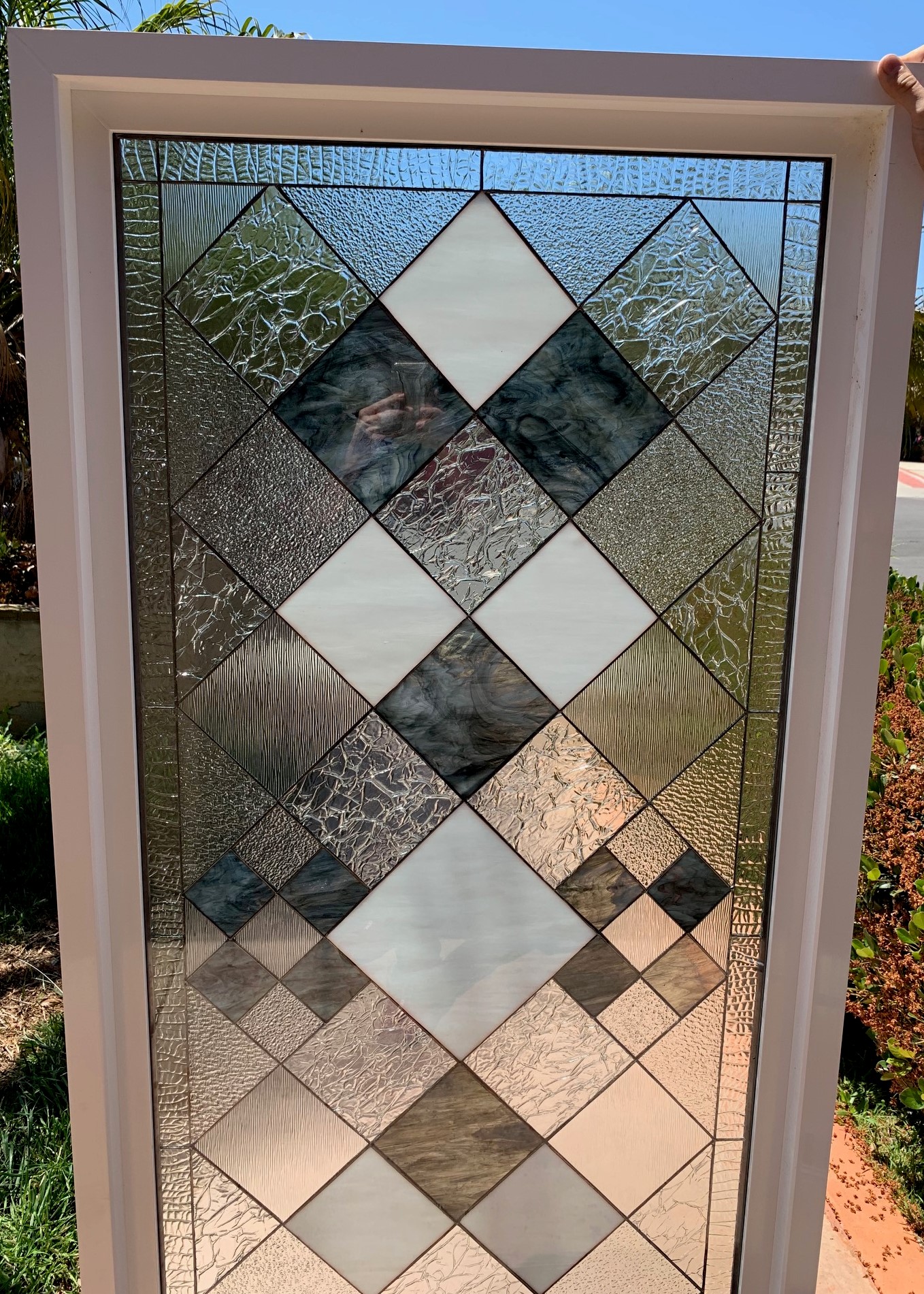 Classy The Sugarloaf 2 Clear Textured And Beveled Stained Glass Window Insulated In Tempered