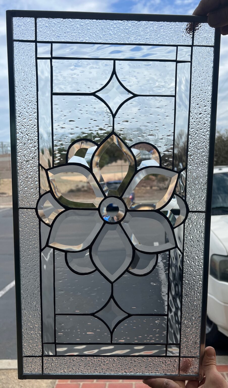 The San Mateo Beveled & Stained Glass Window Panel